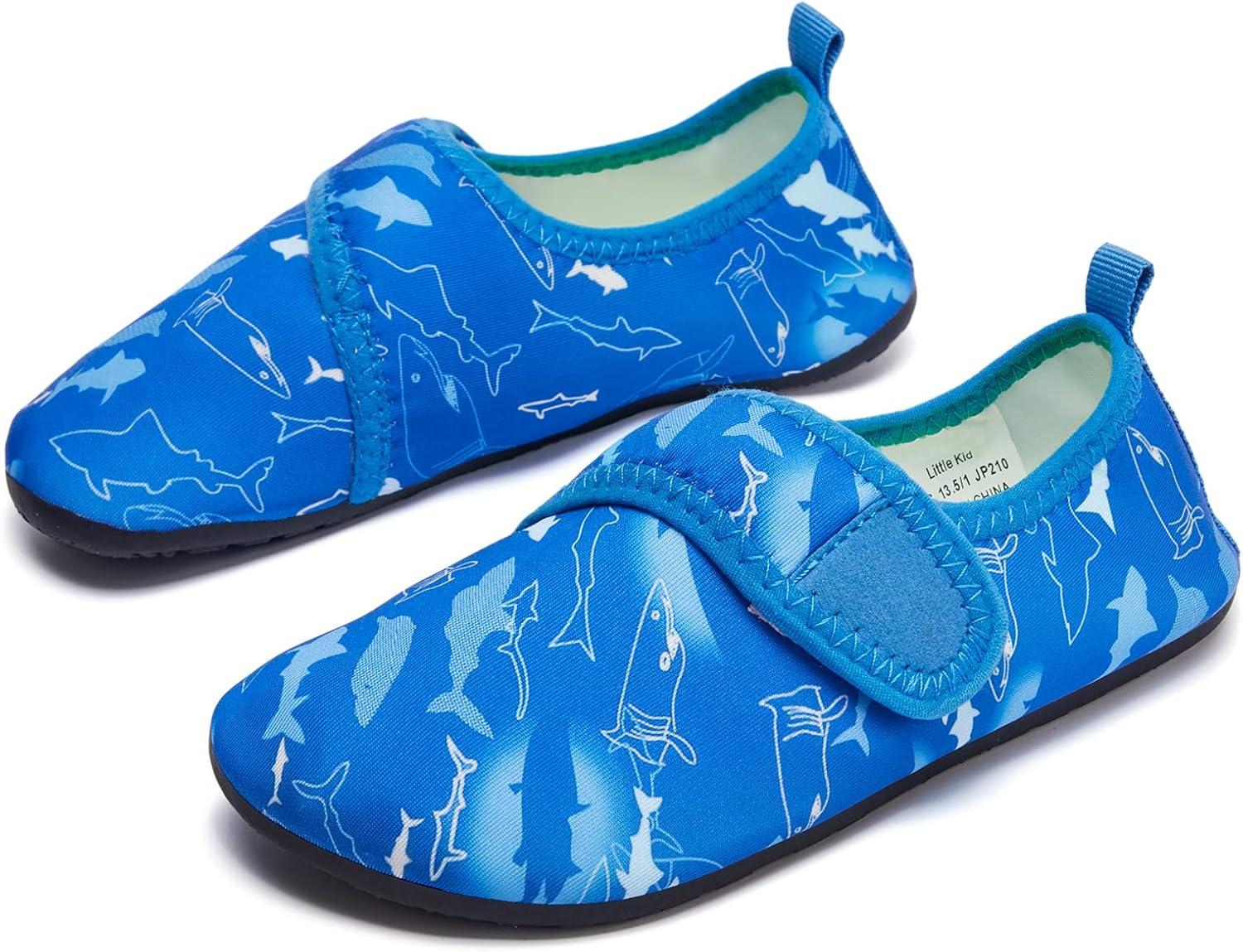 imageHIITAVE Kids Water Shoes NonSlip Beach Swim Barefoot Quick Dry Aqua Pool Socks for Boys amp Girls ToddlerTp SkyShark