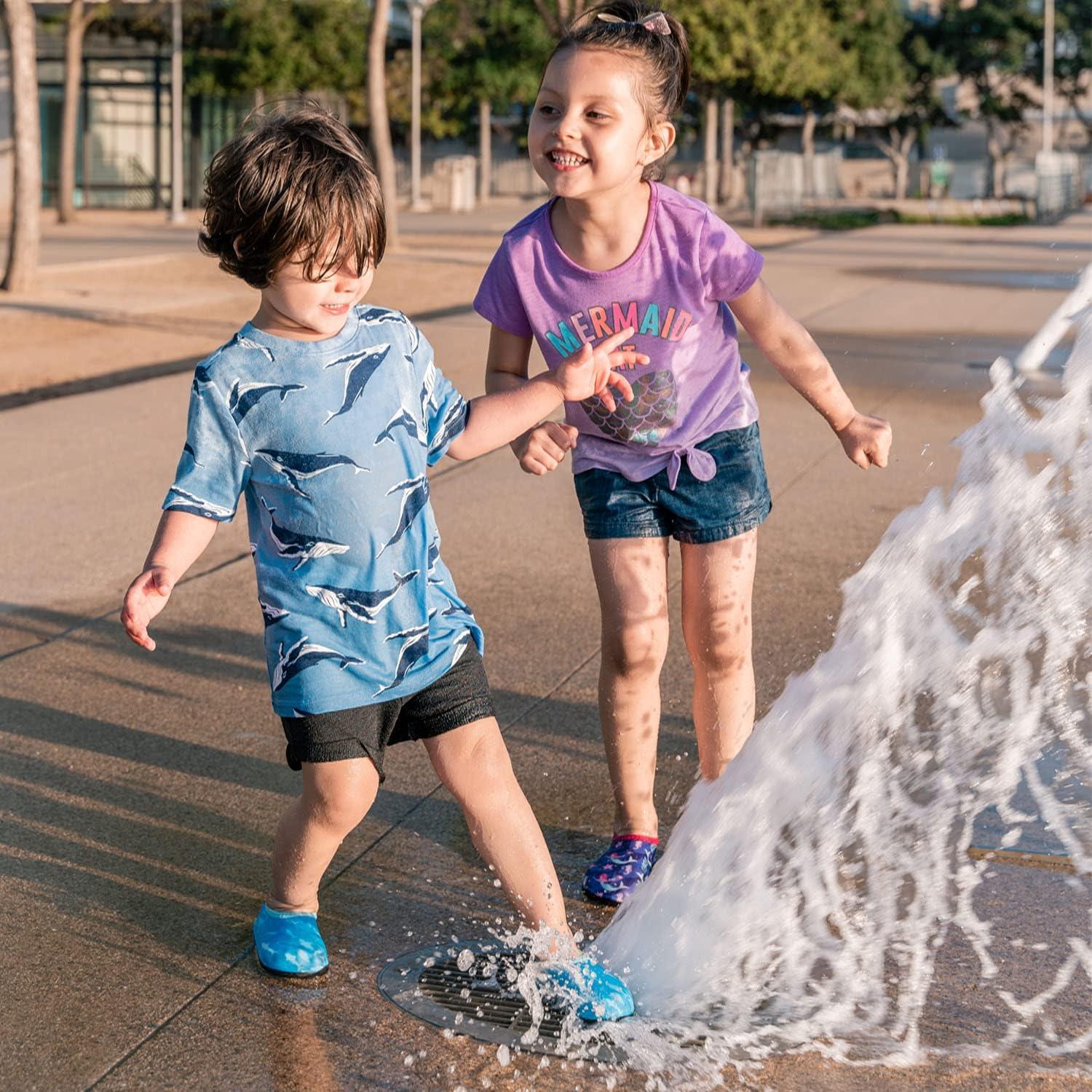 imageHIITAVE Kids Water Shoes NonSlip Beach Swim Barefoot Quick Dry Aqua Pool Socks for Boys amp Girls ToddlerTp SkyShark