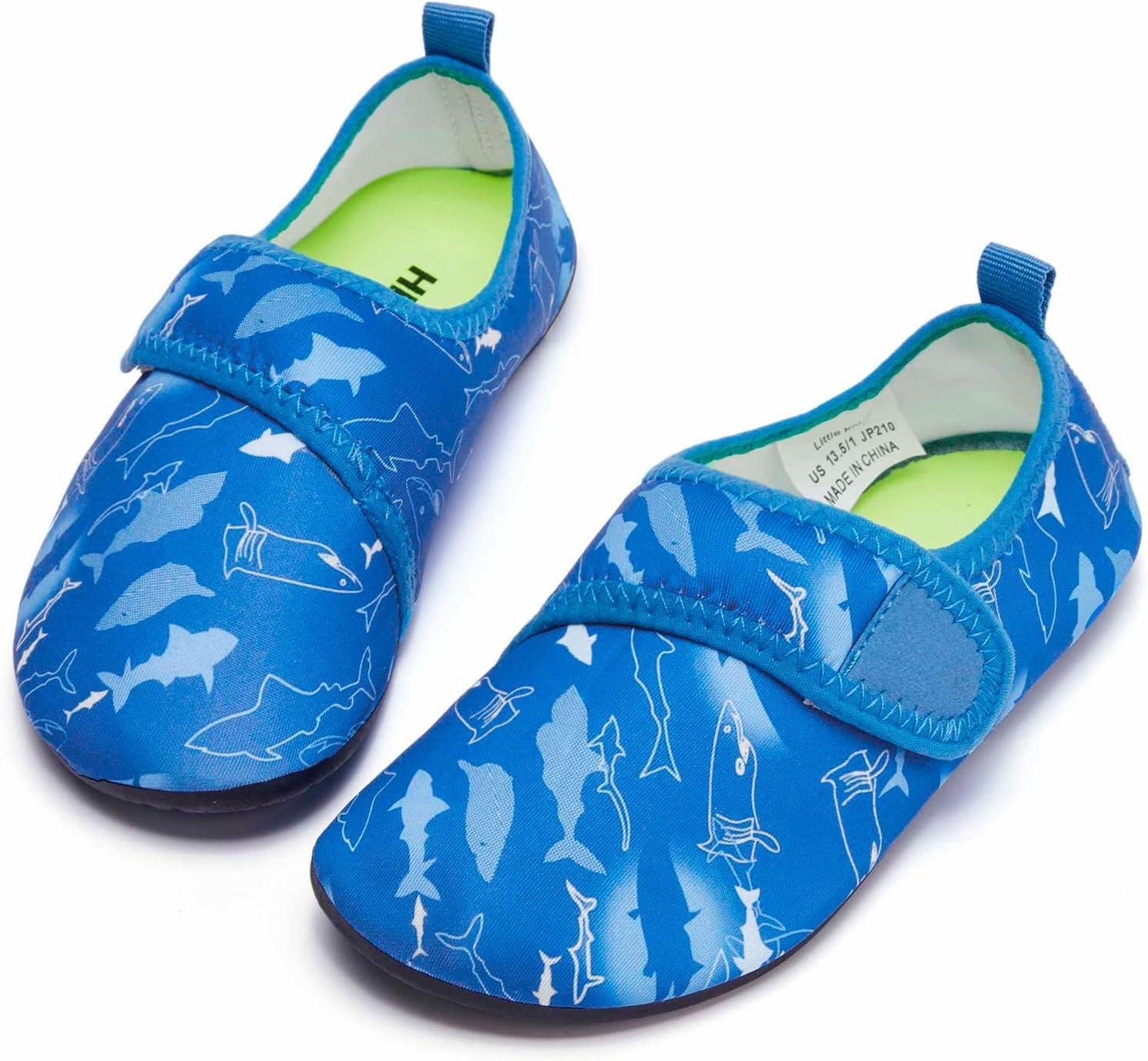 imageHIITAVE Kids Water Shoes NonSlip Beach Swim Barefoot Quick Dry Aqua Pool Socks for Boys amp Girls ToddlerTp SkyShark