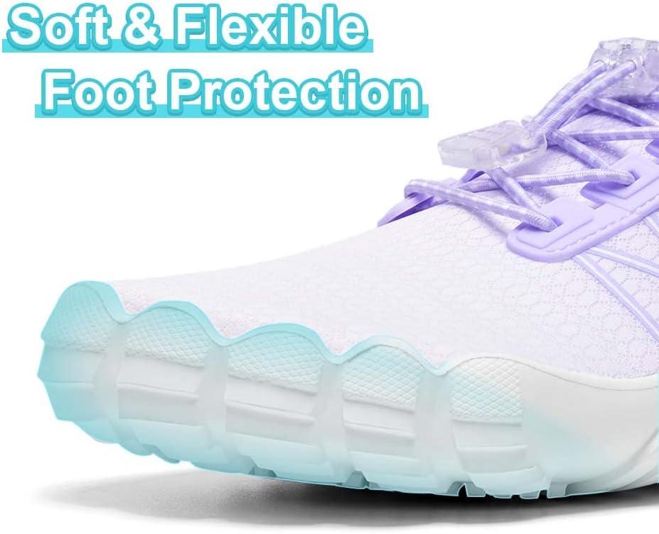 imageHIITAVE Water Shoes Non Slip Aqua Shoes Barefoot Quick Dry Lightweight with Beach River Swim Pool for Men Women Gradient ColorLavender
